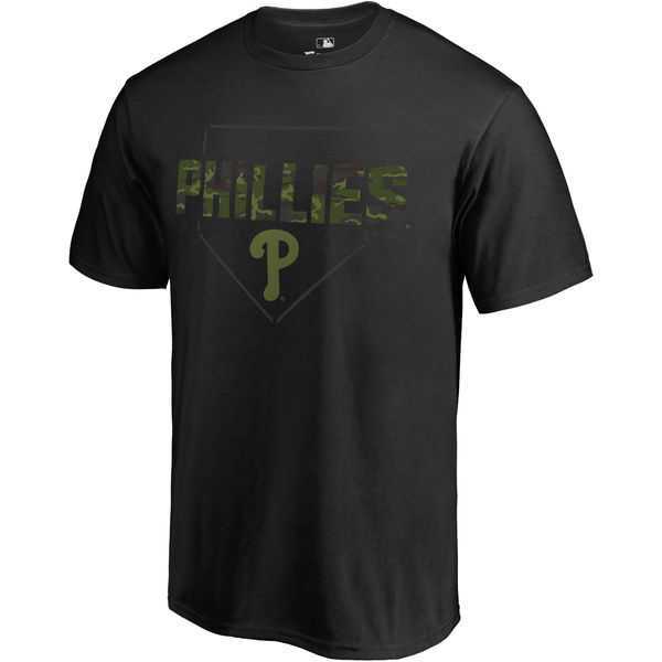 Men's Philadelphia Phillies Fanatics Branded Black Big & Tall Memorial Camo T-shirt FengYun